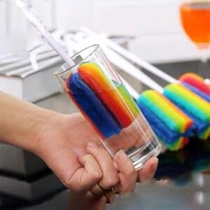 Cây cọ ly rửa ly cọ chai bình sữa 7 màu đầu lau mềm mịn tay cầm cán nhựa chắc chắn tiện ích