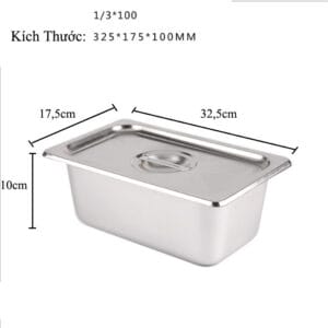 Khay inox + nắp đựng Topping 1/3