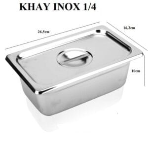 Khay inox + nắp đựng Topping 1/4