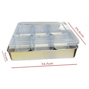 Khay Inox đựng topping 6 ngăn Có nắp
