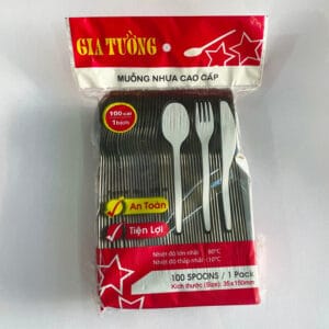 Muỗng nhựa - 15cm - ĐEN - Bịch 100 muỗng