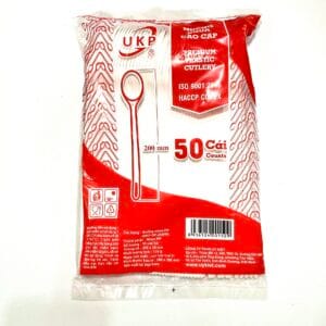 Muỗng nhựa UKP - Dài 20cm - TRẮNG - Bịch 50 muỗng