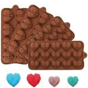 Khuôn silicon - Trái tim kim cương 15C